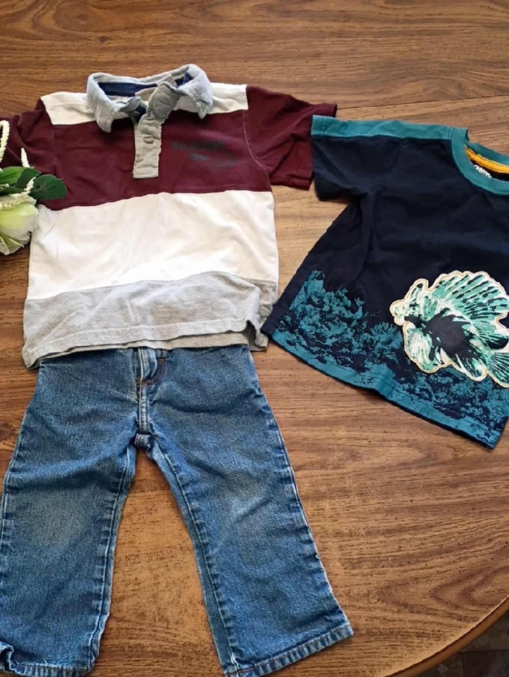 Ruff Hewn Boys Colorblock Polo - Burgundy, White & Gray